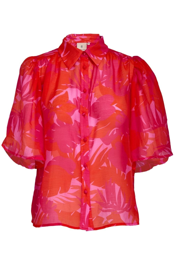 HALIN HALF SLEEVE SHIRT PC8416 4174 HOT CORAL PRINT